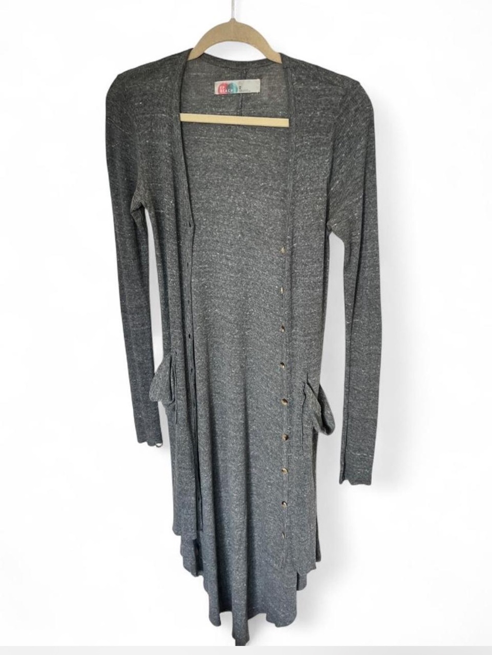 Free People Beach Ribbed Up Maxi Cardigan Grey XS - Picture 2 of 8